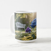 Gepersonaliseerde Elegante Blauwe Roos Custom Text Koffiemok (Voorkant links)