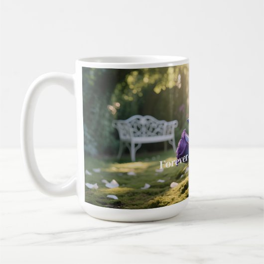 Gepersonaliseerde Elegante Blauwe Roos Custom Text Koffiemok (Links)