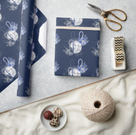 Gepersonaliseerde elegante blauwe zwanen cadeaupapier