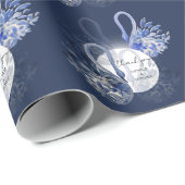 Gepersonaliseerde elegante blauwe zwanen cadeaupapier (Rol Hoek)