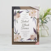 Gepersonaliseerde Elegante Bloemen Huwelijksuitnod Kaart (Staand voorkant)