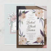 Gepersonaliseerde Elegante Bloemen Huwelijksuitnod Kaart (Voorkant / Achterkant)