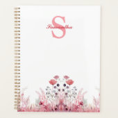 Gepersonaliseerde Elegante Bloemen Schattige Meisj Planner (Voorkant)