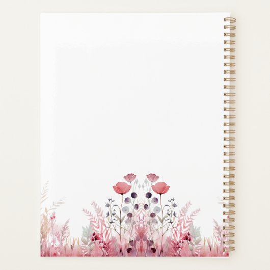 Gepersonaliseerde Elegante Bloemen Schattige Meisj Planner (Achterkant)