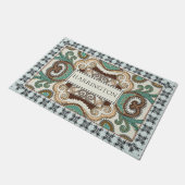 Gepersonaliseerde elegante bloemige geometrische v deurmat (Schuin)