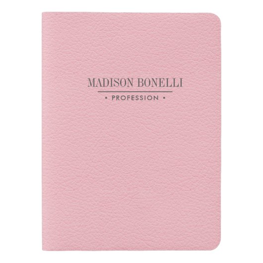 Gepersonaliseerde elegante blush PInk lederen femi Extra Groot Moleskine Notitieboekje (Voorkant)