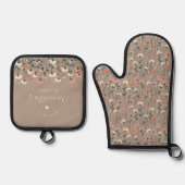 Gepersonaliseerde Elegante Boho Chic Wildflower Ovenwant & Pannenlap Set (Voorkant)