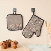 Gepersonaliseerde Elegante Boho Chic Wildflower Ovenwant & Pannenlap Set