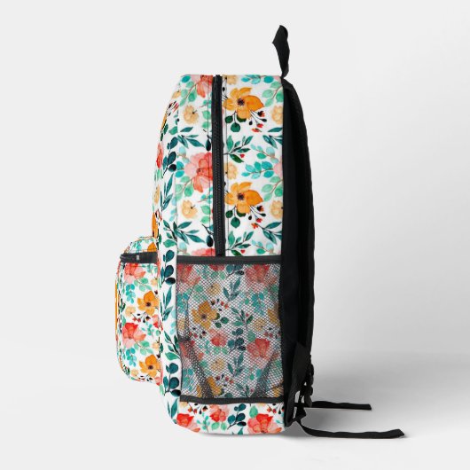 Gepersonaliseerde Elegante Boho Floral Wildflower Bedrukte Rugzak (Rechts)