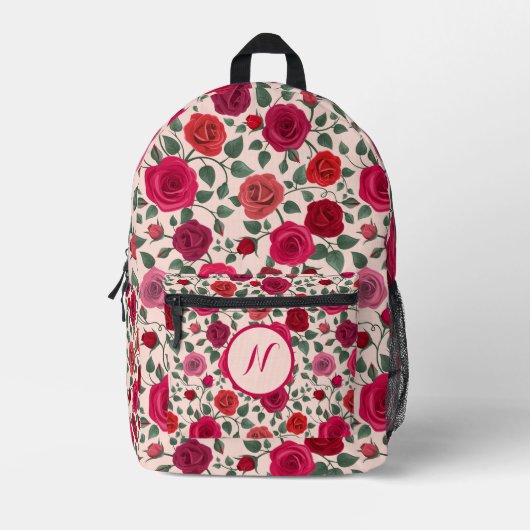Gepersonaliseerde Elegante Boho Red Floral Wildflo Bedrukte Rugzak (Voorkant)