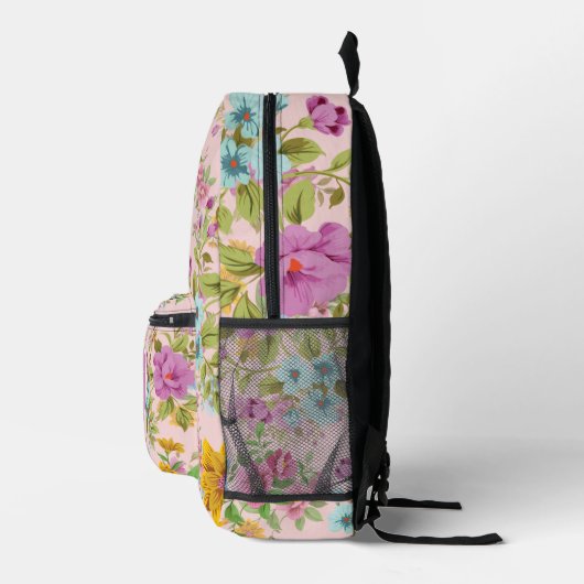 Gepersonaliseerde Elegante Boho Wildflower Bedrukte Rugzak (Rechts)