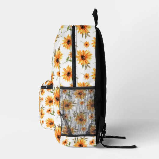 Gepersonaliseerde Elegante Boho Zonnebloem Wildflo Bedrukte Rugzak (Rechts)