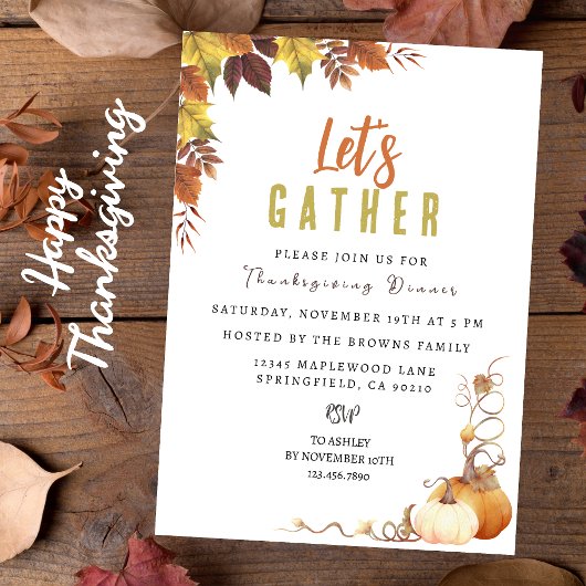 Gepersonaliseerde Elegante Botanische Thanksgiving Kaart