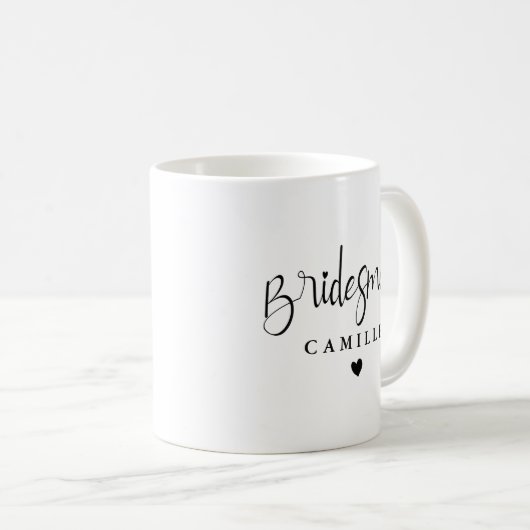 Gepersonaliseerde elegante bruidsmeisje bruiloft koffiemok (Voorkant rechts)