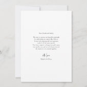 Gepersonaliseerde elegante bruiloft dank u kaart (Achterkant)