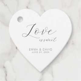 Gepersonaliseerde elegante bruiloft hart gevormd bedankjes labels