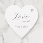 Gepersonaliseerde elegante bruiloft hart gevormd bedankjes labels (Achterkant)