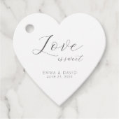 Gepersonaliseerde elegante bruiloft hart gevormd bedankjes labels (Voorkant)