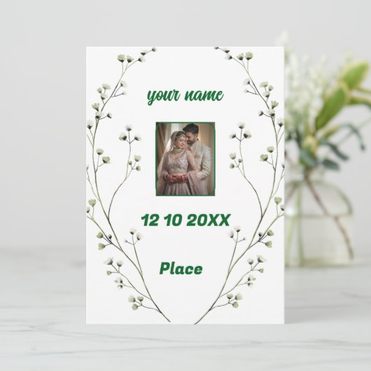 Gepersonaliseerde elegante bruiloft uitnodiging (Staand voorkant)