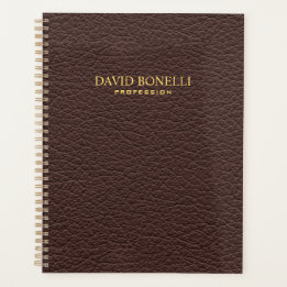 Gepersonaliseerde elegante bruine leder-masculine planner