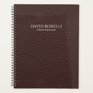 Gepersonaliseerde elegante bruine leder-masculine planner