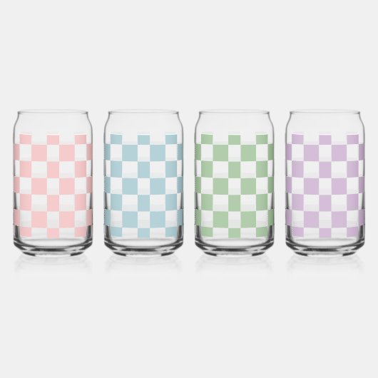 Gepersonaliseerde Elegante Check Patten Vier kleur Blikvorm Glas (Rechts)