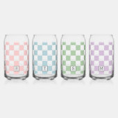 Gepersonaliseerde Elegante Check Patten Vier kleur Blikvorm Glas (Voorkant)