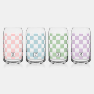 Gepersonaliseerde Elegante Check Patten Vier kleur Blikvorm Glas