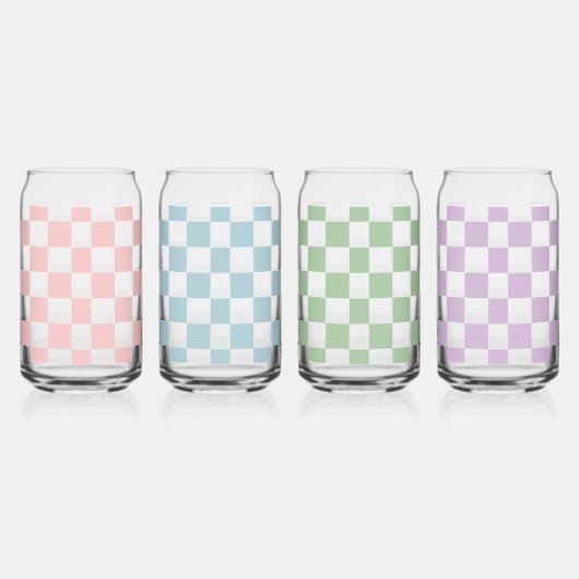 Gepersonaliseerde Elegante Check Patten Vier kleur Blikvorm Glas (Links)