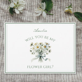 Gepersonaliseerde Elegante Chic Daisies Bow Bloeme Kaart