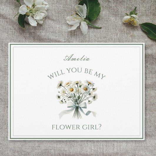 Gepersonaliseerde Elegante Chic Daisies Bow Bloeme Kaart