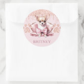 Gepersonaliseerde Elegante chihuahua Hond met Glit Ronde Sticker (Tas)