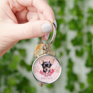Gepersonaliseerde Elegante chihuahua Hond met Glit Sleutelhanger