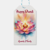 Gepersonaliseerde elegante Diwali Diya Cadeaulabel (Achterkant)