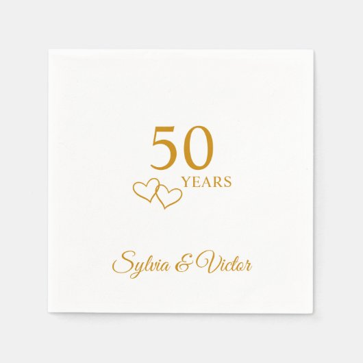 Gepersonaliseerde Elegante Eenvoudige 50ste Jubile Servet (Voorkant)