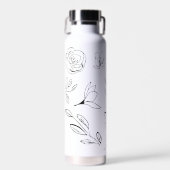 Gepersonaliseerde Elegante Eenvoudige Zwarte Witte Waterfles (Voorkant)