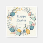 Gepersonaliseerde Elegante Ei Bloemen Pasen Servet (Voorkant)