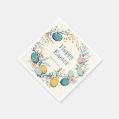 Gepersonaliseerde Elegante Ei Bloemen Pasen Servet (Hoek)