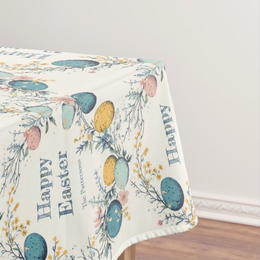 Gepersonaliseerde Elegante Ei Bloemen Pasen Tafelkleed (Voorbeeld)