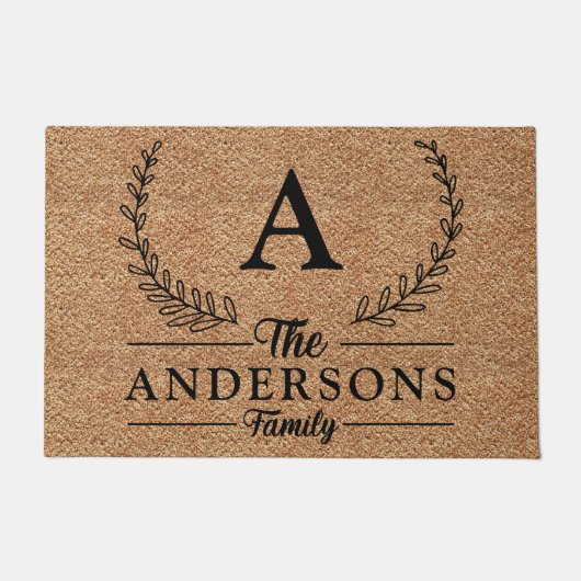 Gepersonaliseerde elegante en stijlvolle familiena deurmat (Voorkant)