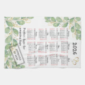 Gepersonaliseerde Elegante Eucalyptus 2026 Kalende Theedoek (Horizontaal)