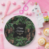 Gepersonaliseerde Elegante Evergreen Kerstmis Papieren Bordje (Feest)