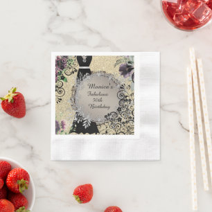 Gepersonaliseerde Elegante Fabulous 50th Birthday Servet