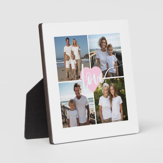 Gepersonaliseerde elegante Familie 4 foto liefde h Fotoplaat (Voorkant)