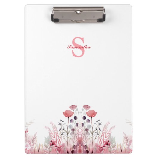 Gepersonaliseerde Elegante Floral minimalistische  Klembord (Voorkant)