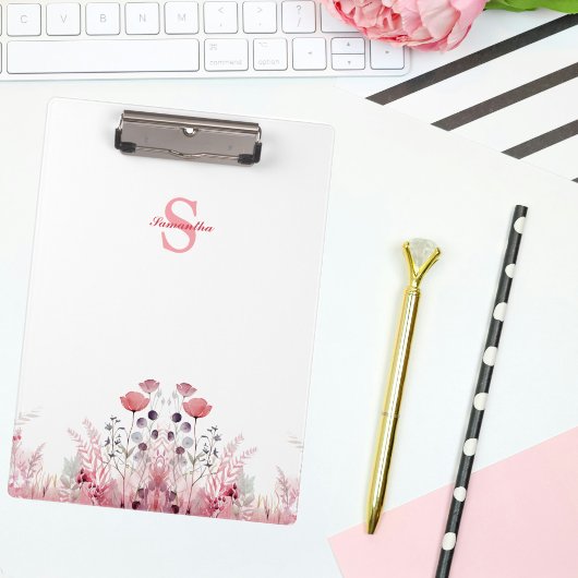 Gepersonaliseerde Elegante Floral minimalistische  Klembord