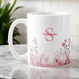 Gepersonaliseerde Elegante Floral minimalistische Koffiemok