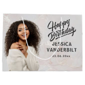 Gepersonaliseerde elegante foto geschenkzak groot cadeauzakje (Achterkant)