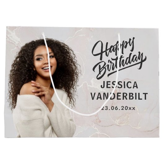 Gepersonaliseerde elegante foto geschenkzak groot cadeauzakje (Achterkant)
