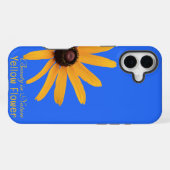 Gepersonaliseerde Elegante Gele Bloem op Royal Blu iPhone Hoesje (Achterkant horizontaal)